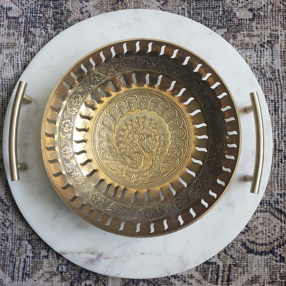 Vintage Brass Peacock Trivet Bowl - Picture 5 of 6